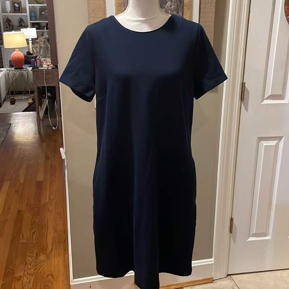 Ann Taylor Navy Textured Shift Dress with pockets size 12 - Picture 2 of 7